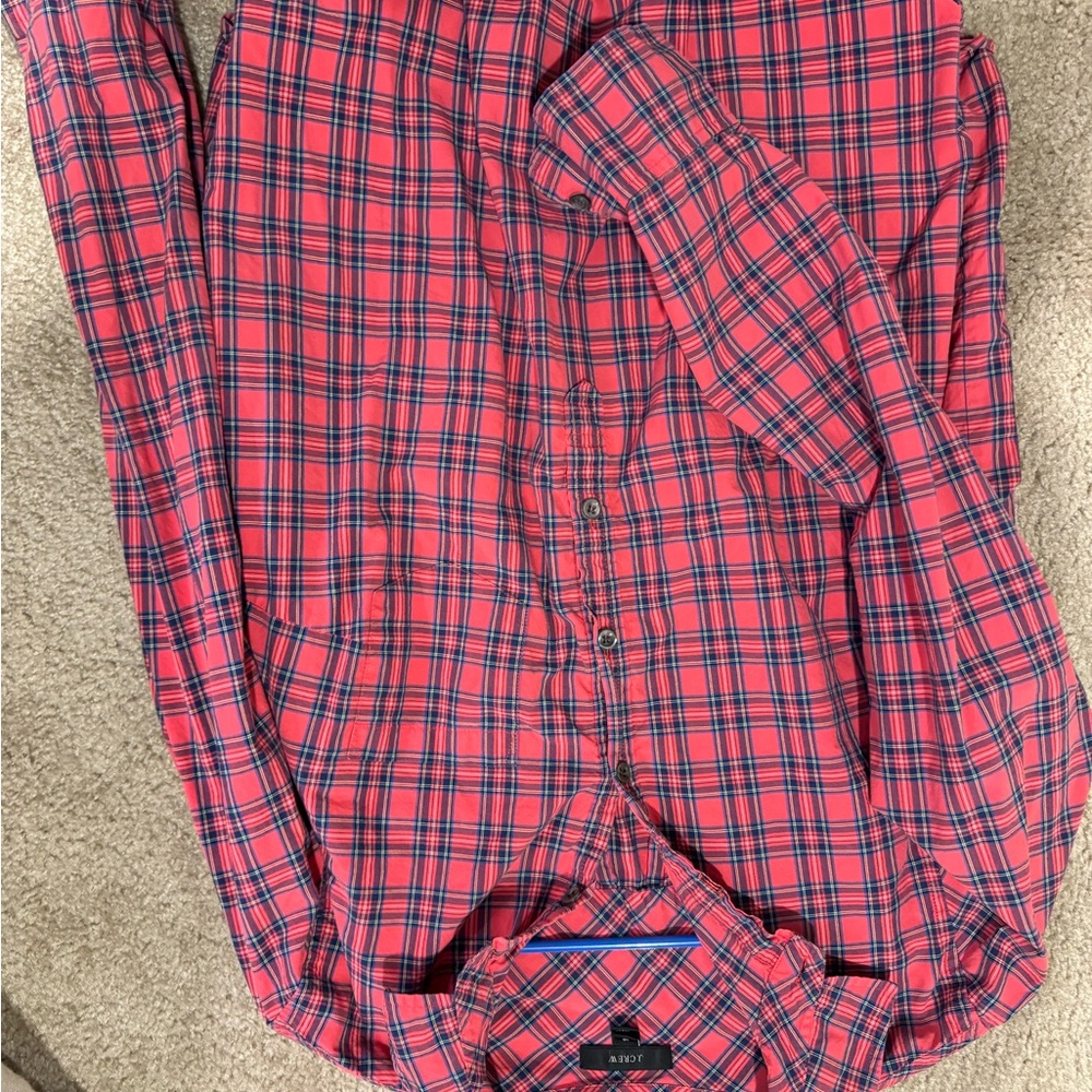 J. Crew Red and Blue Plaid Blouse